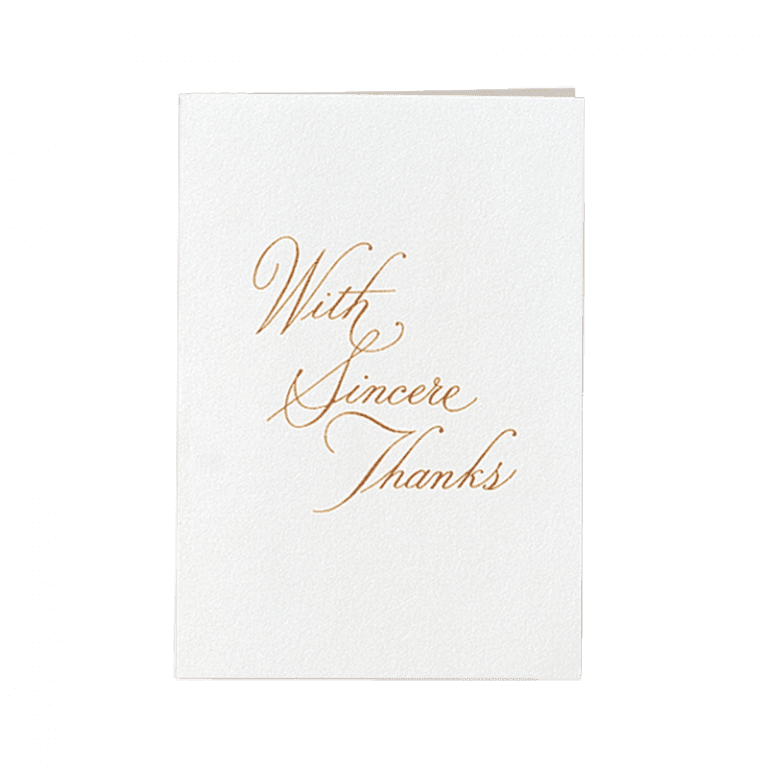 Funeral Thank You Card Raisedgold Sincerethanks